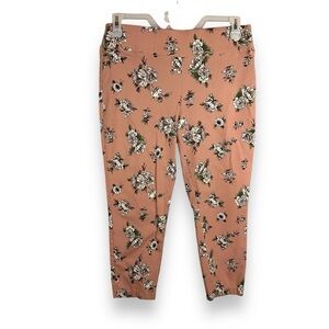 LARGE MAURICES PINK FLORAL CAPRI PANTS PULL ON STRETCH